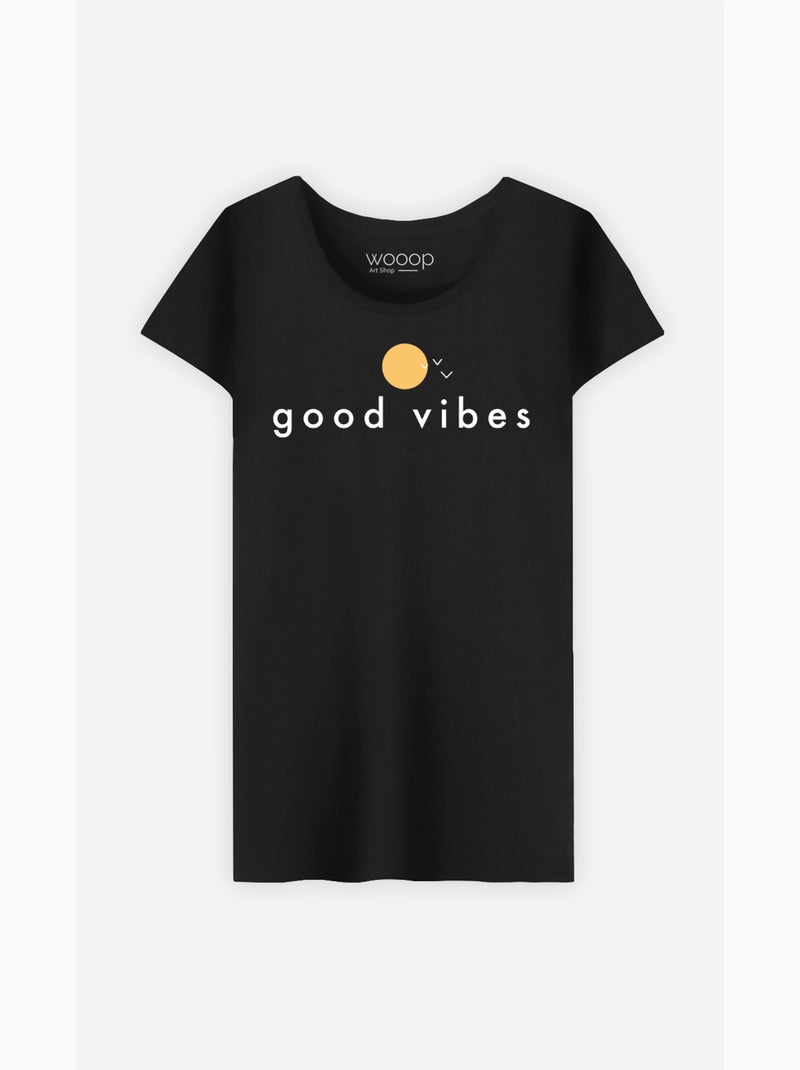 Camiseta Mujer - GOOD VIBES Negro - Kiabi