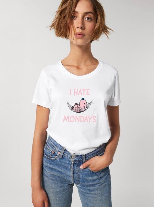 Camiseta Mujer - I HATE MONDAYS ROSE - Kiabi