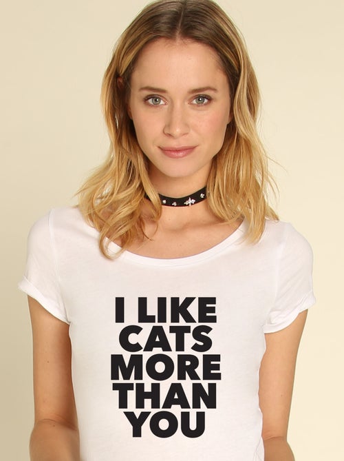 Camiseta Mujer - I LIKE CATS MORE THAN YOU - Kiabi Camiseta Mujer - I LIKE CATS MORE THAN YOU - Kiabi