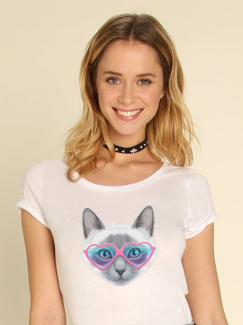 Camiseta Mujer - KITTY SUNGLASSES - Kiabi Camiseta Mujer - KITTY SUNGLASSES - Kiabi