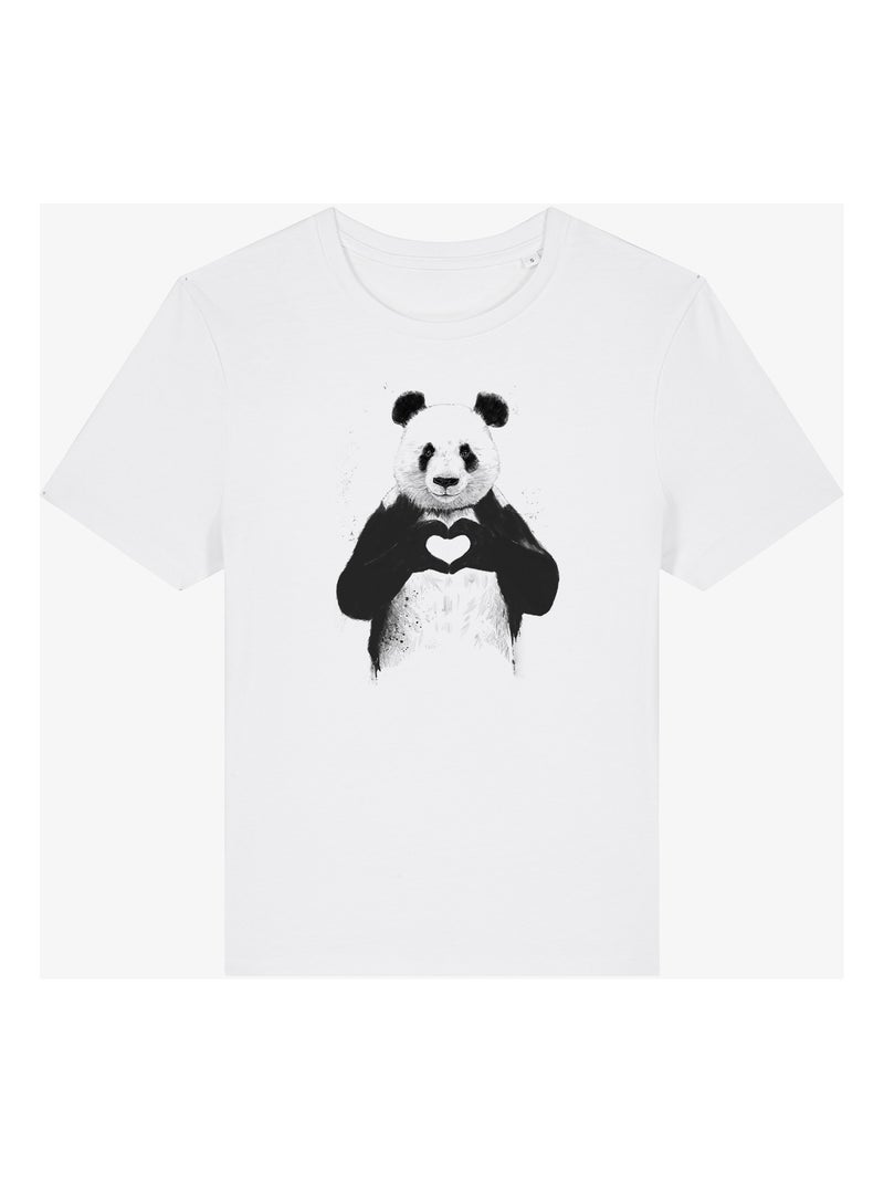 Camiseta Mujer - LOVE PANDA Blanco - Kiabi