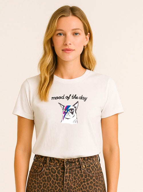 Camiseta Mujer - MOOD OF THE DAY CAT - Kiabi Camiseta Mujer - MOOD OF THE DAY CAT - Kiabi