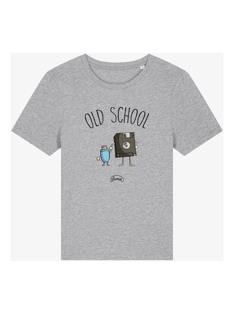 Camiseta Mujer - OLD SCHOOL Gris jaspeado - Kiabi