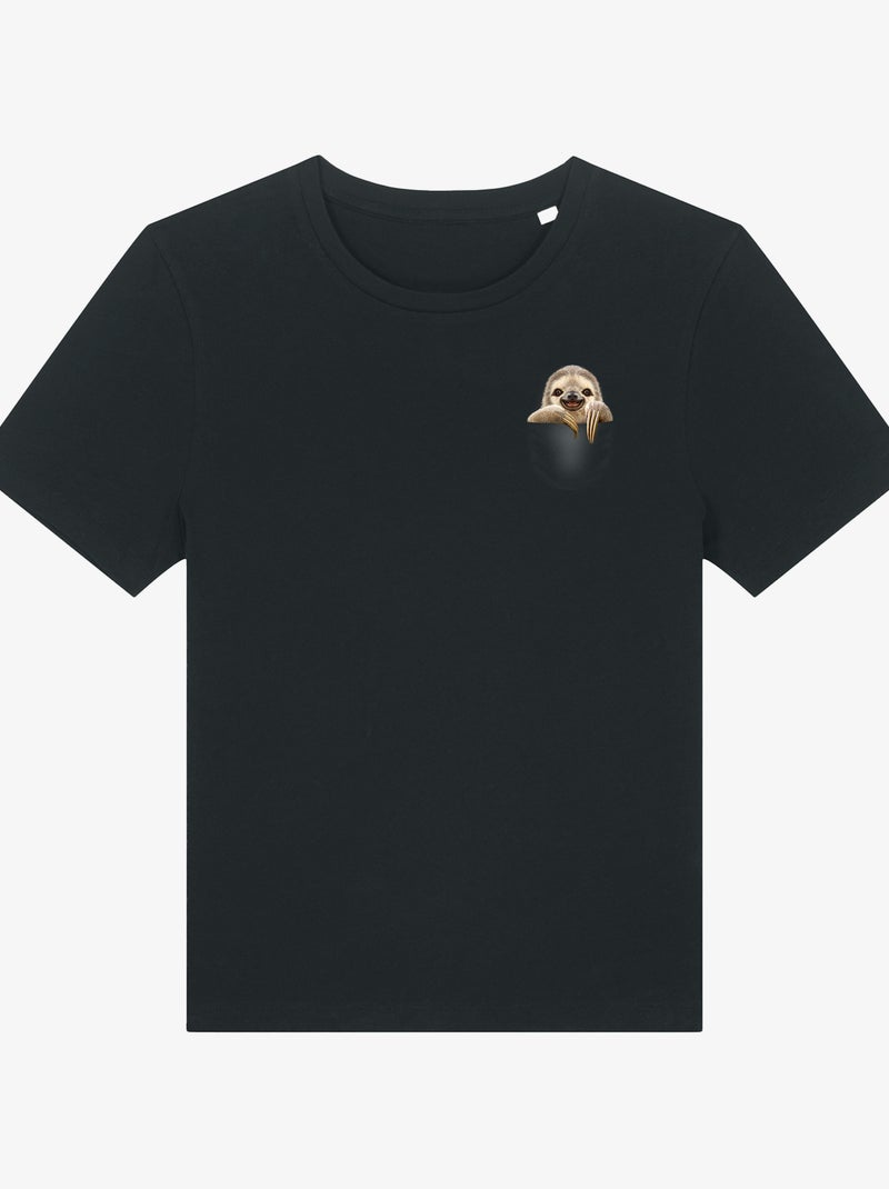 Camiseta Mujer - POCKET SLOTH Negro - Kiabi