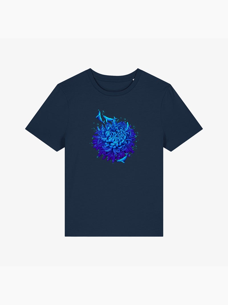 Camiseta Mujer - SEA FLOWER Azul marino - Kiabi