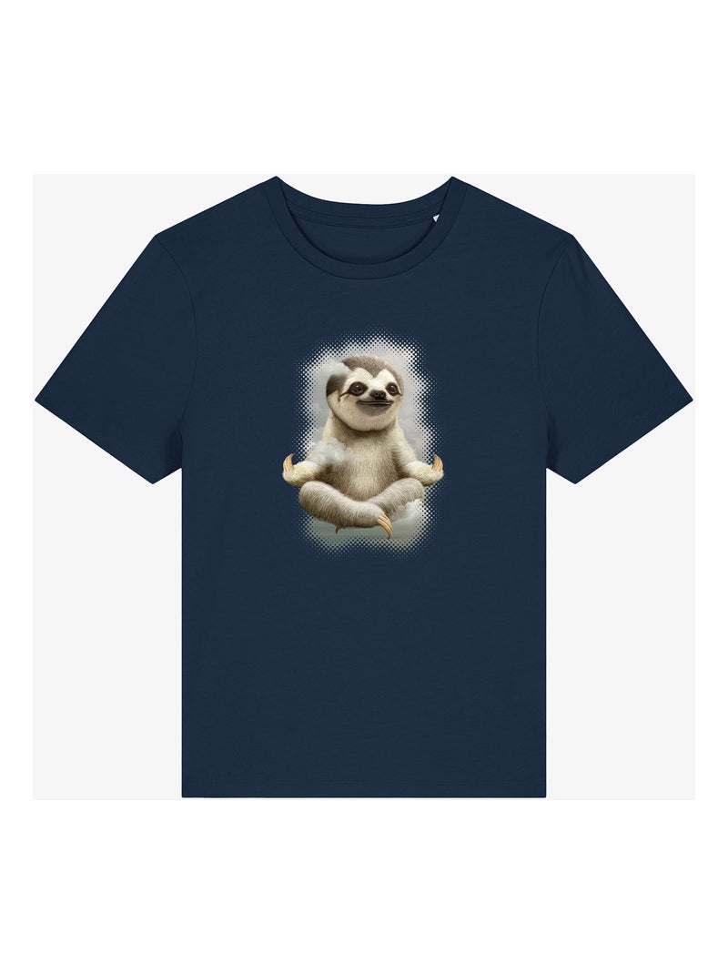 Camiseta Mujer - SLOTH MEDITATE Azul marino - Kiabi