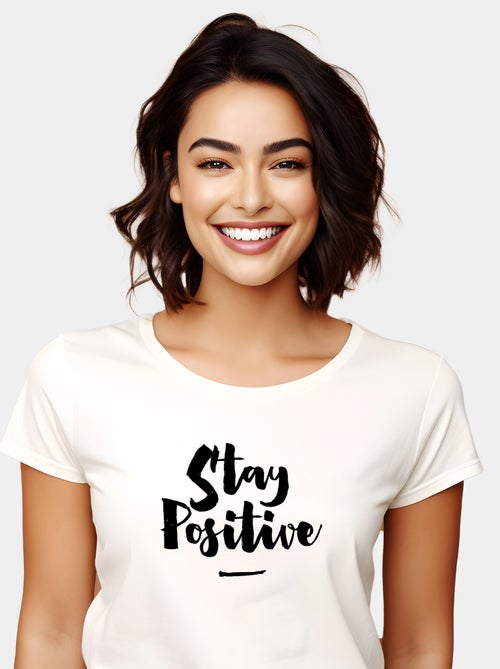 Camiseta Mujer - STAY POSITIVE - Kiabi