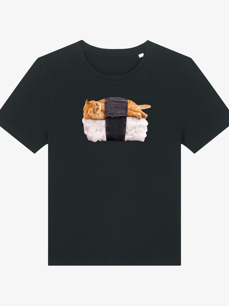 Camiseta Mujer - SUSHI CAT Negro - Kiabi