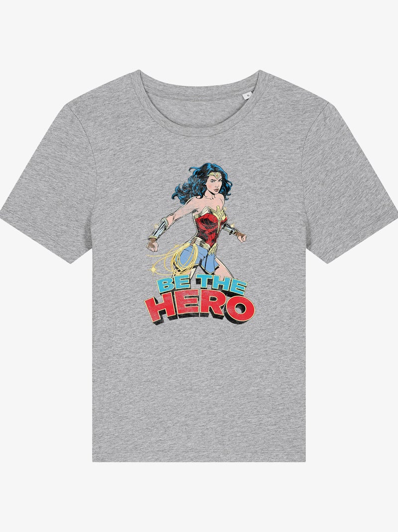 Camiseta Mujer - WONDER WOMAN BE THE HERO 2 Gris jaspeado - Kiabi
