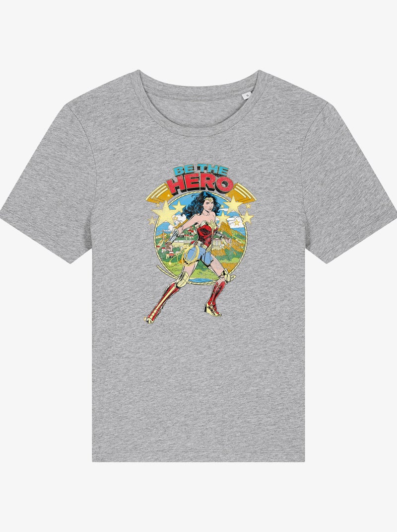 Camiseta Mujer - WONDER WOMAN BE THE HERO Gris jaspeado - Kiabi