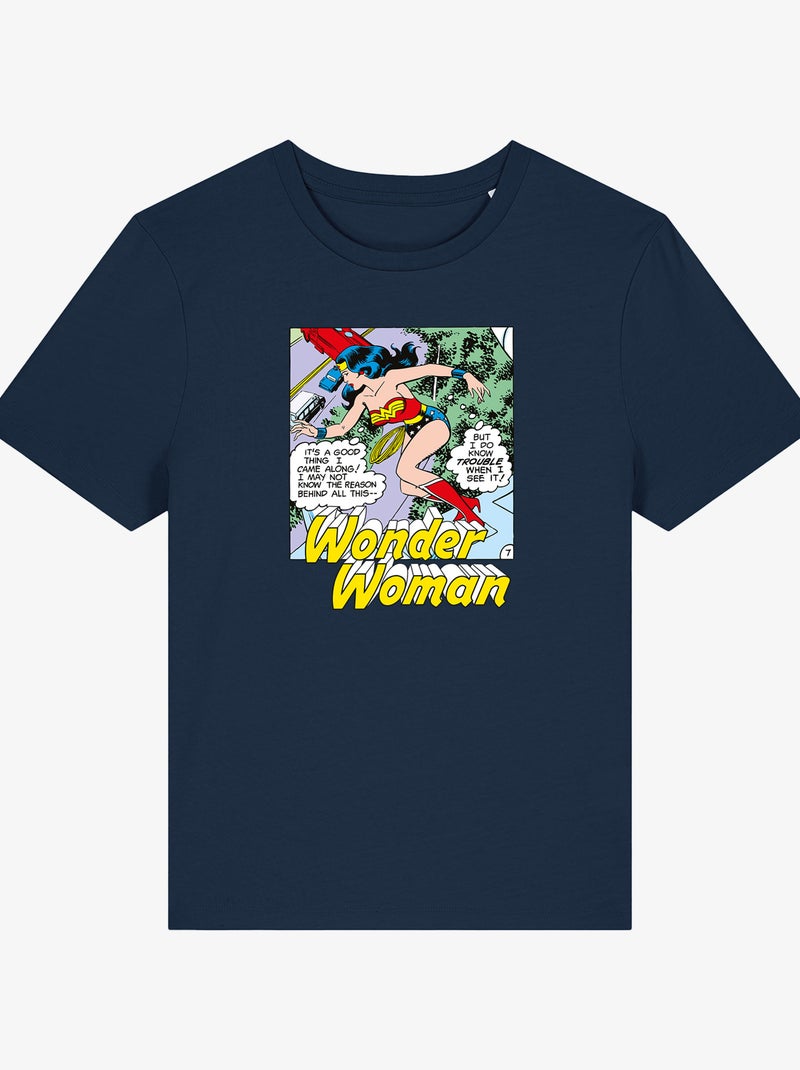 Camiseta Mujer - WONDER WOMAN I DO KNOW TROUBLE WHEN I SEE IT Azul marino - Kiabi