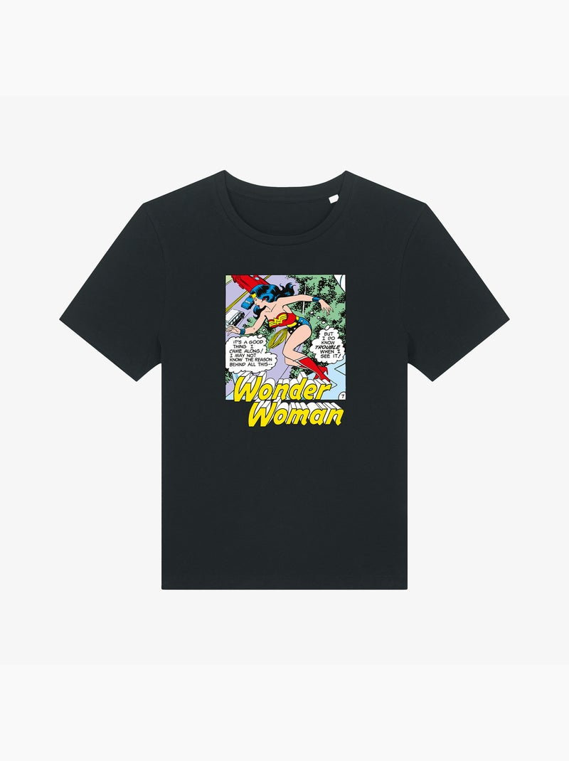 Camiseta Mujer - WONDER WOMAN I DO KNOW TROUBLE WHEN I SEE IT Negro - Kiabi