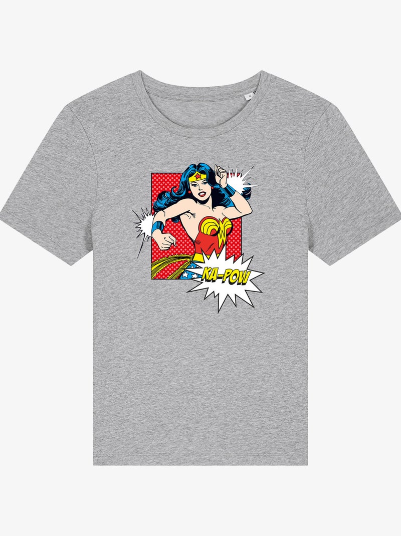 Camiseta Mujer - WONDER WOMAN KA POW Gris jaspeado - Kiabi