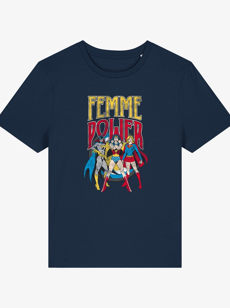 Camiseta Mujer - WONDER WOMAN Mujer POWER Azul marino - Kiabi