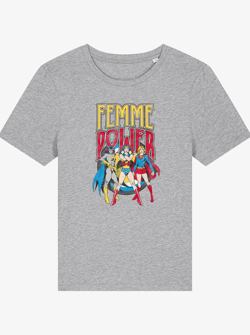 Camiseta Mujer - WONDER WOMAN Mujer POWER Gris jaspeado - Kiabi