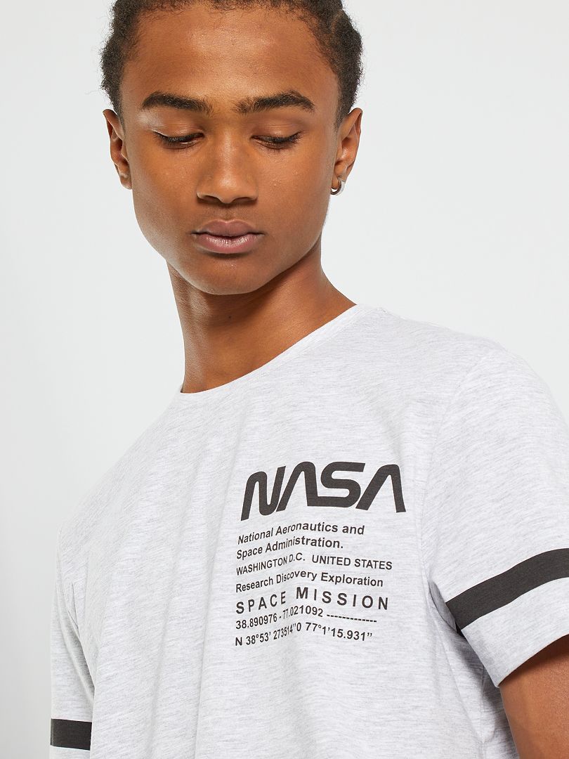Camisetas Nasa Gris Algodón Manga Corta Estilo Clásico