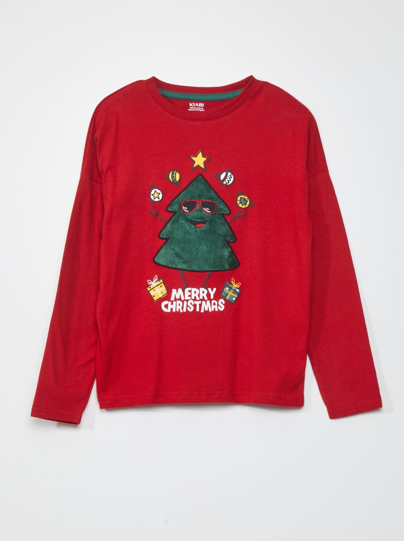 Camiseta 'Navidad' de manga larga ROJO - Kiabi
