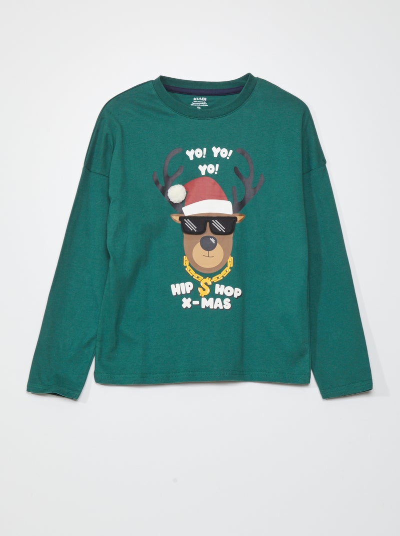 Camiseta 'Navidad' de manga larga VERDE - Kiabi
