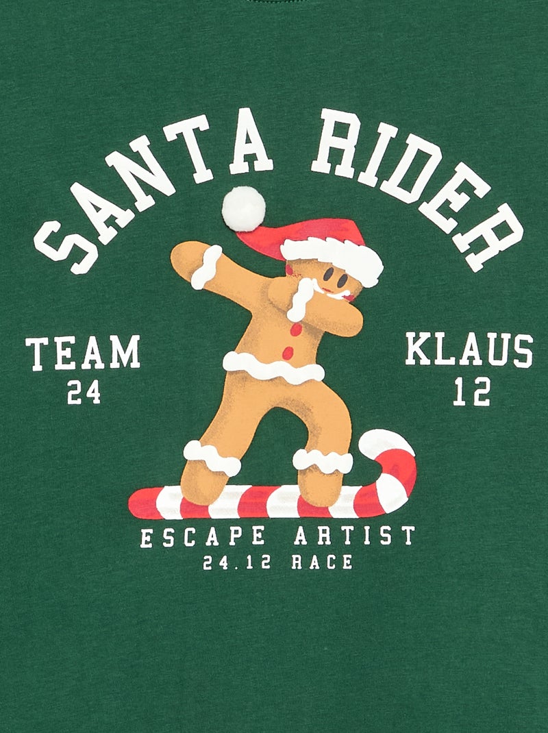 Camiseta 'Navidad' de manga larga Verde - Kiabi