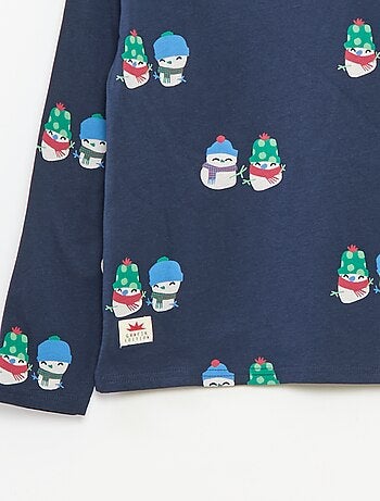 Camiseta de Navidad corte holgado en punto de algodón