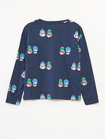 Camiseta de Navidad corte holgado en punto de algodón