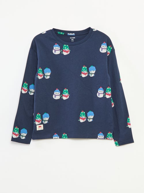 Camiseta navideña corte holgado de punto de algodón - Kiabi