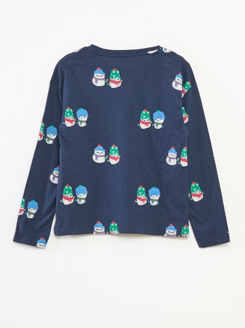 Camiseta navideña corte holgado de punto de algodón - Kiabi