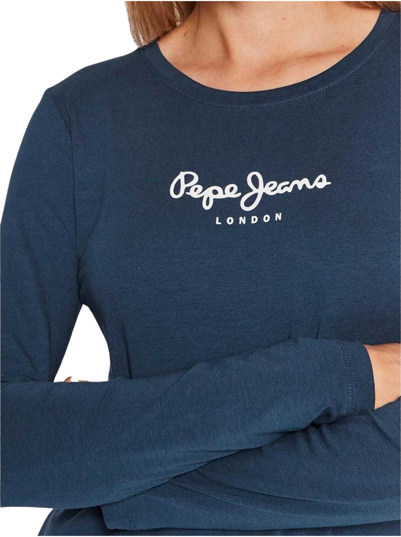 Camiseta new virginia de manga larga para mujer - pepe jeans Azul marino - Kiabi
