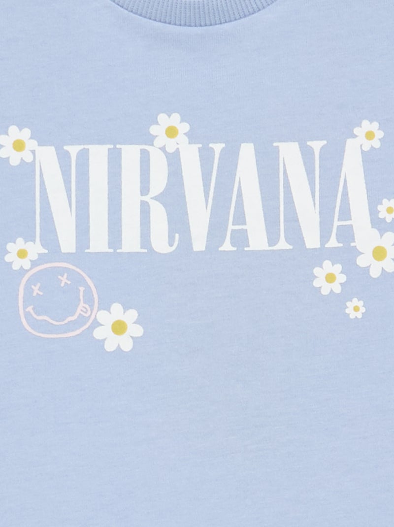 Camiseta 'Nirvana' de manga corta Azul - Kiabi