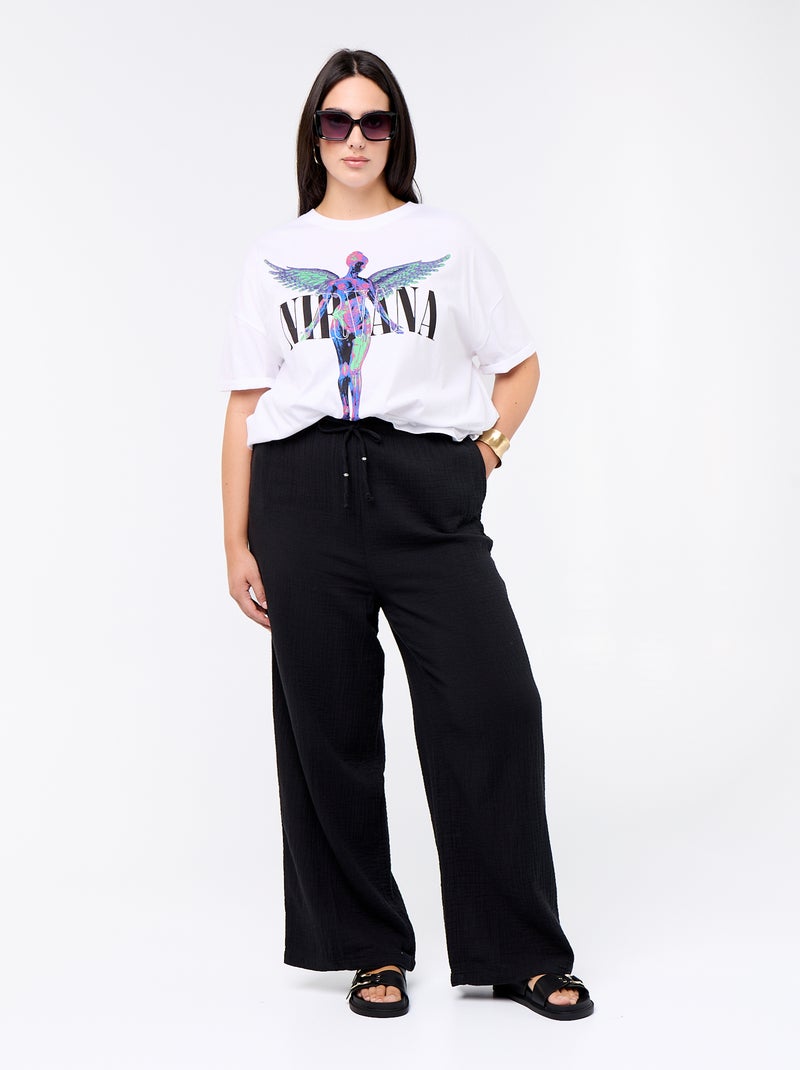 Camiseta 'Nirvana' de manga corta Blanco - Kiabi