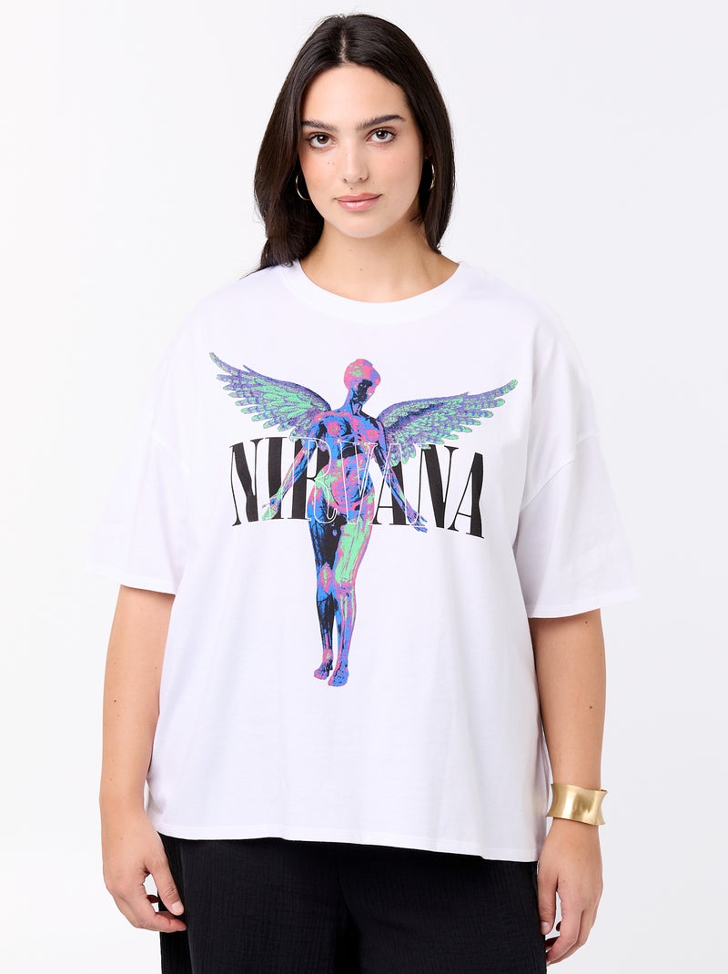 Camiseta 'Nirvana' de manga corta Blanco - Kiabi
