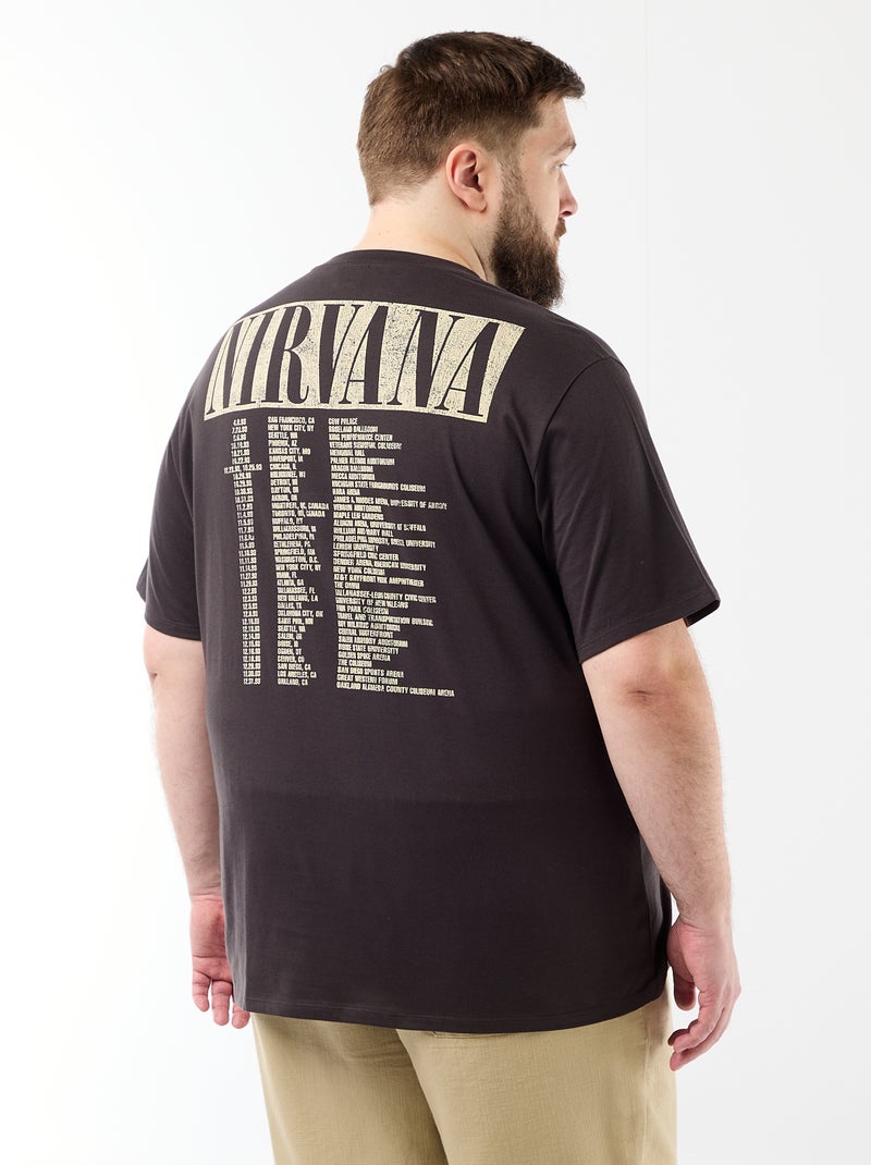 Camiseta 'Nirvana' de manga corta estampada por delante y por detrás Negro - Kiabi