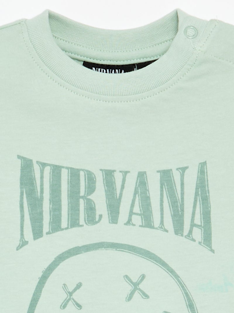Camiseta 'Nirvana' de manga corta Verde - Kiabi