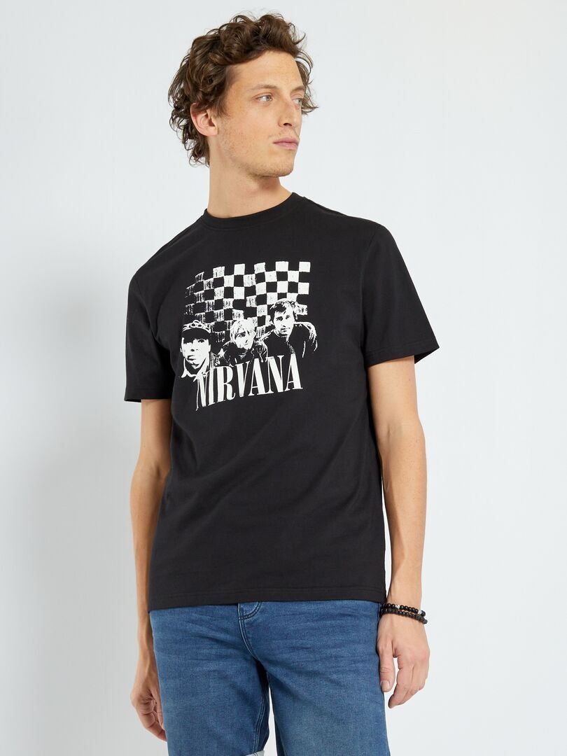 Camiseta 'Nirvana' de punto negro - Kiabi