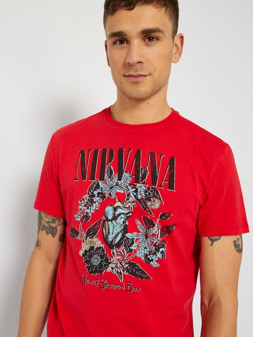 Camiseta 'Nirvana' manga corta ROJO - Kiabi