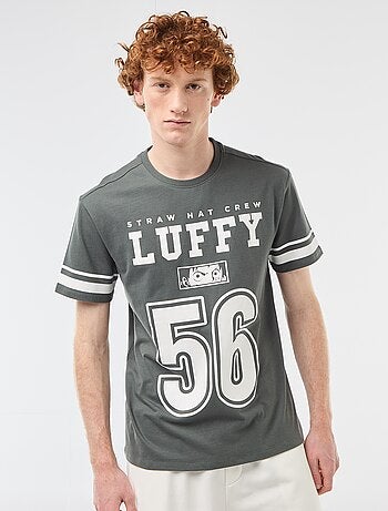 Camiseta 'One Piece' de algodón liso con rayas en las mangas