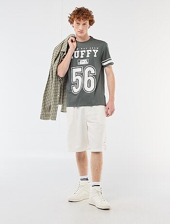 Camiseta 'One Piece' de algodón liso con rayas en las mangas