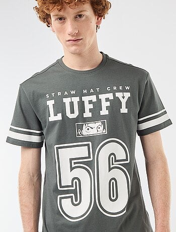 Camiseta 'One Piece' de algodón liso con rayas en las mangas