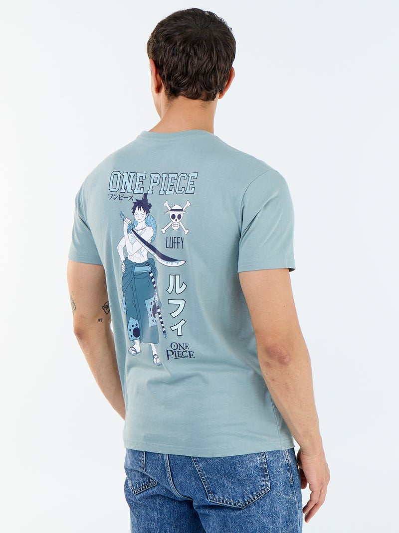 Camiseta 'One Piece' de manga corta estampada por delante y por detrás Azul - Kiabi