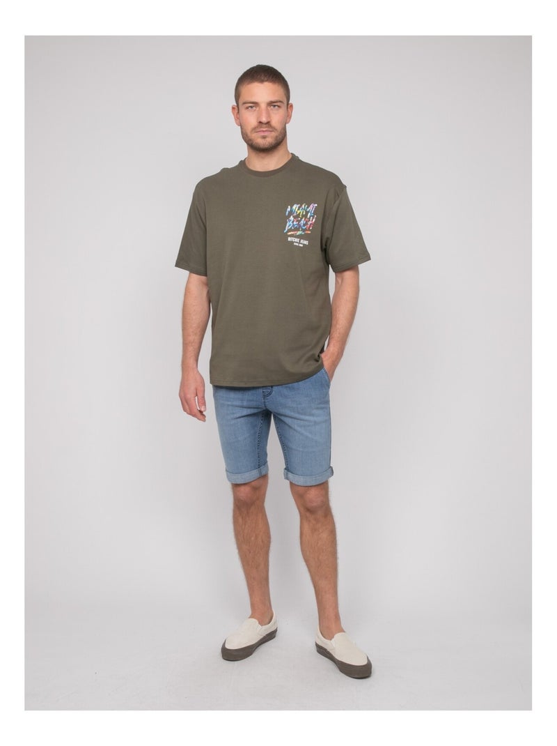 Camiseta oversize algodón motivos NASCADE Caqui - Kiabi
