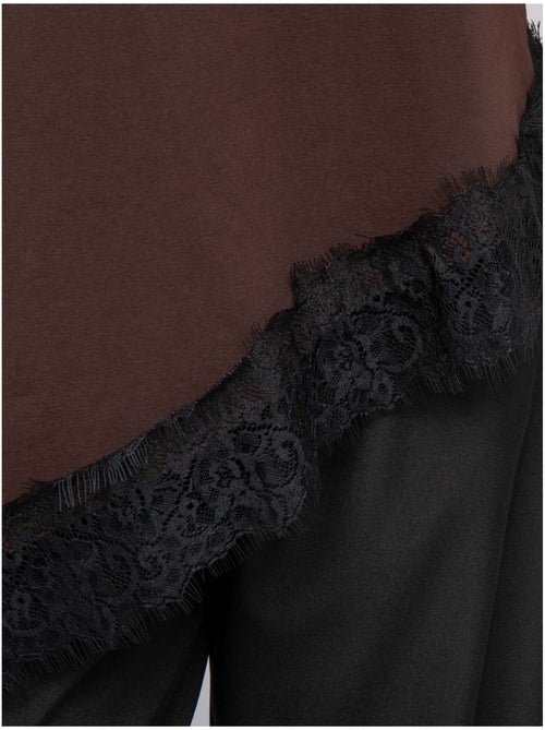 Camiseta oversize asimétrica con ribete de encaje forinel - Kiabi