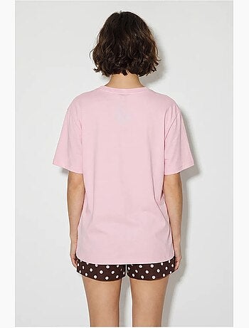 Camiseta oversize con cuello de pico y estampado lucci