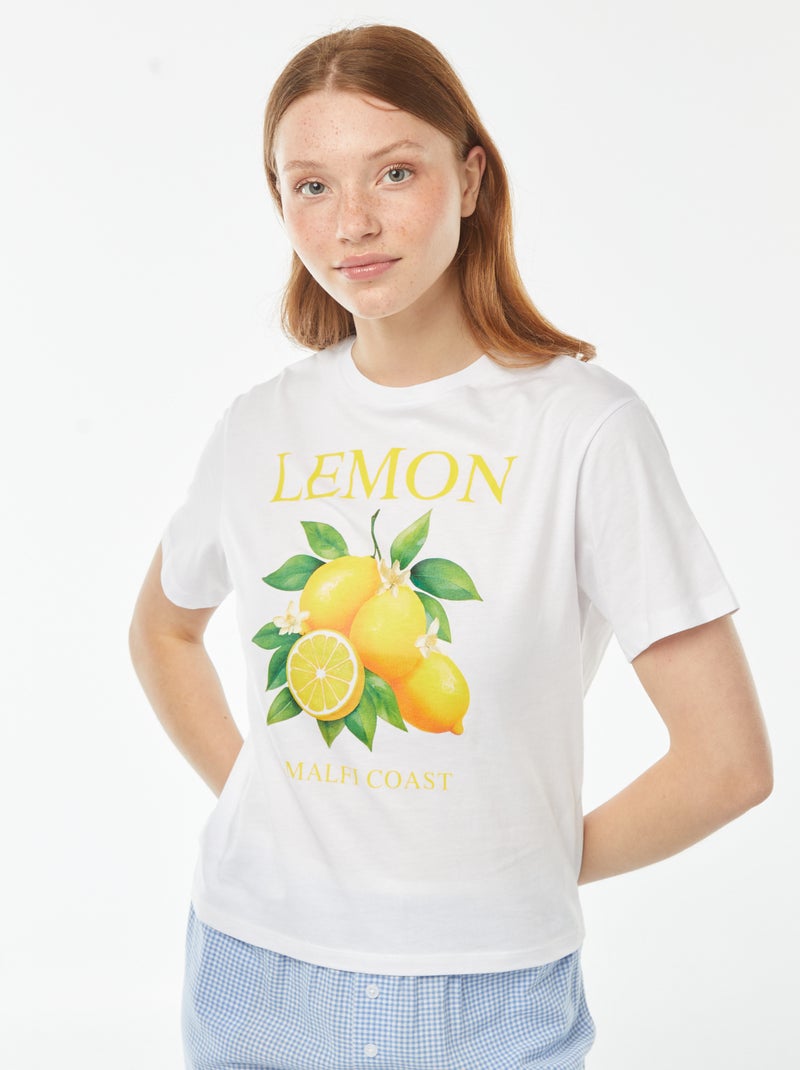 Camiseta oversize con estampado delantero Blanco - Kiabi
