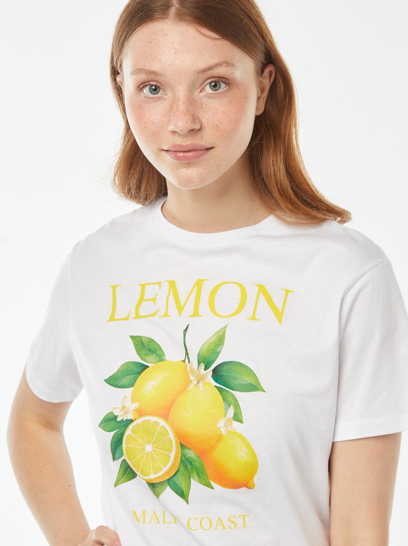 Camiseta oversize con estampado delantero Blanco - Kiabi