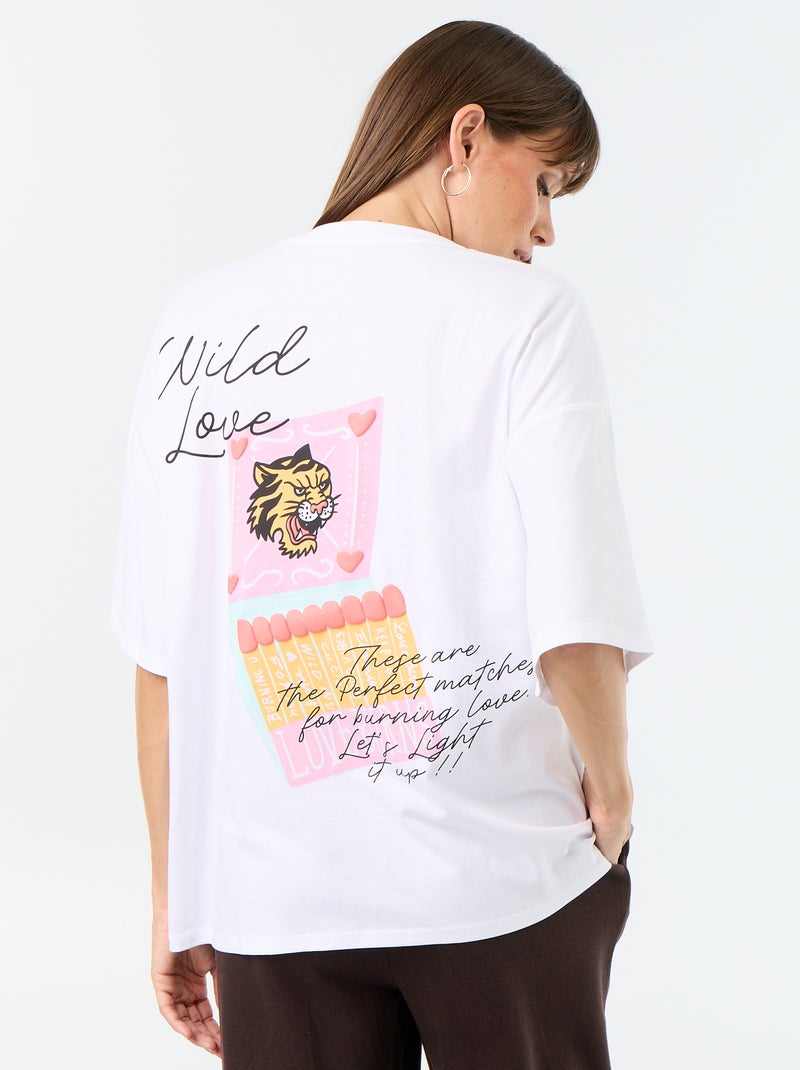 Camiseta oversize con estampado en la espalda Blanco - Kiabi