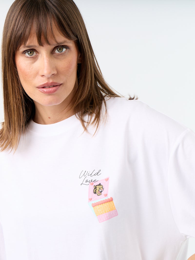 Camiseta oversize con estampado en la espalda Blanco - Kiabi