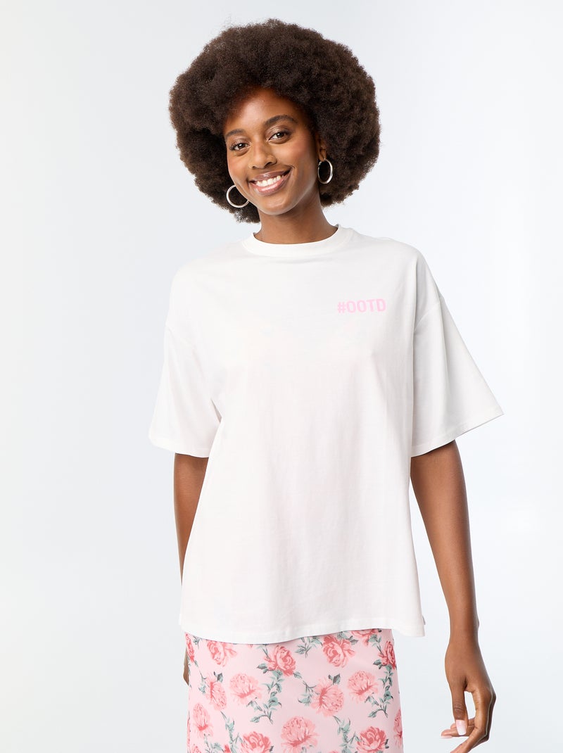 Camiseta oversize con estampado en la espalda Blanco - Kiabi