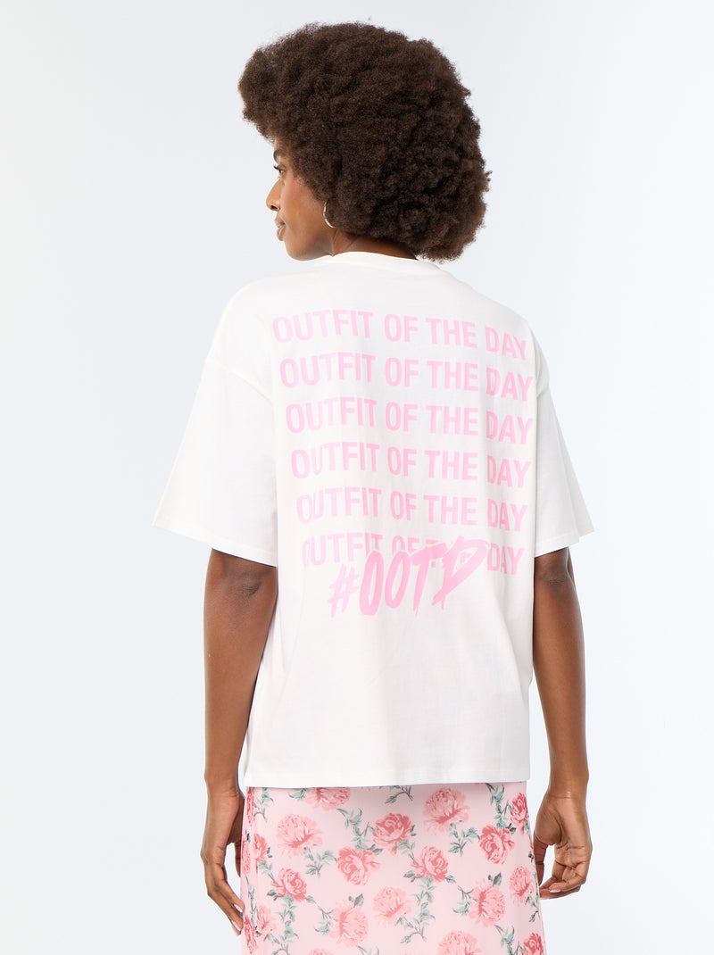 Camiseta oversize con estampado en la espalda Blanco - Kiabi
