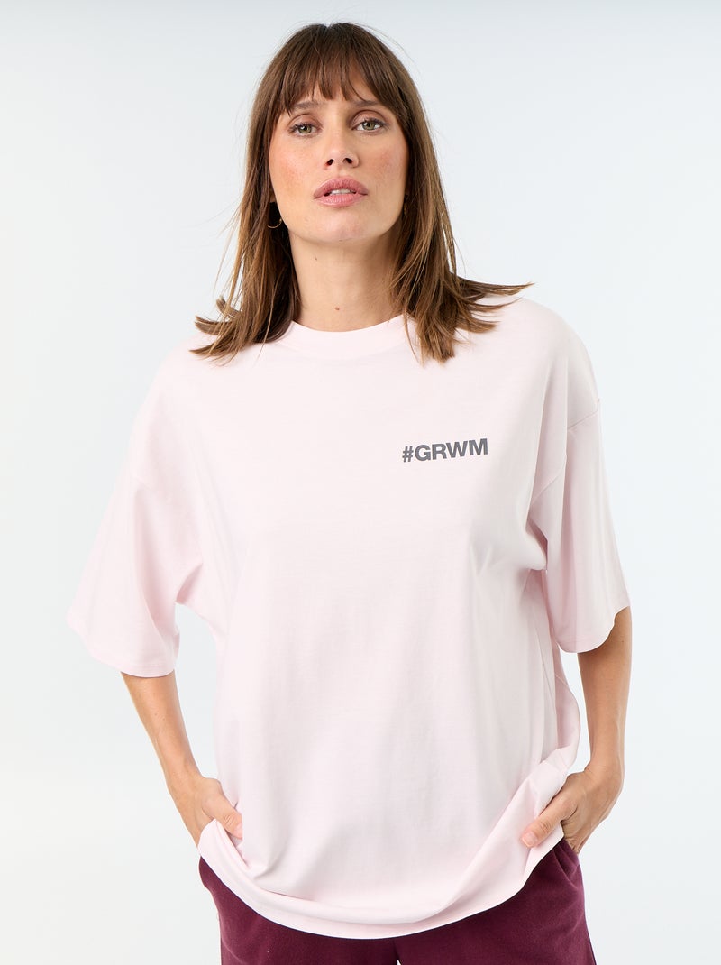 Camiseta oversize con estampado en la espalda Rosa - Kiabi