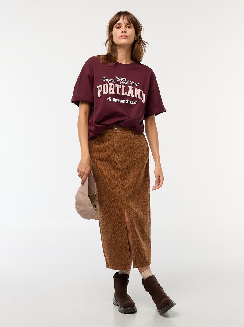 Camiseta oversize con estampado Rojo - Kiabi